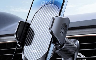 Miracase Phone Holders for Your Car with Metal Hook Clip, Air Vent Cell Phone Stand Car Mount, Universal Automobile Cradle for Garmin GPS Fit iPhone Android and All Smartphones, Dark Black