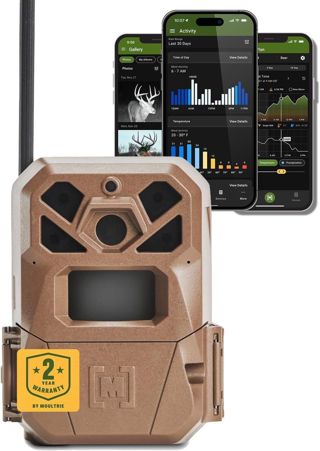 Moultrie Edge 2 Cellular Trail Camera – Auto Connect Nationwide 4G LTE – On Demand 36MP Photo – 1080P Video with HD Audio – 100 Ft Detection Range – Low Glow Flash