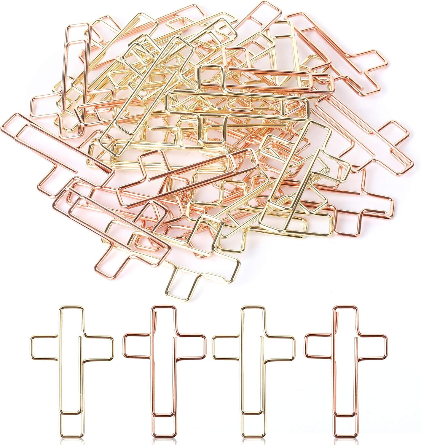 Mr. Pen Cross Paper Clips – 35 Pack (Gold and Rose Gold), Bible and Journal Clips, Bible Study and Christian Journaling Supplies