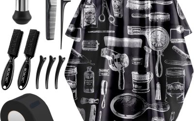 NICEMOVIC 10 in 1 Hair Cutting Barber Cape with Neck Duster Brush Barber Brush Neck Strips Hair Combs Hair Clips, Professional Barber Accessories Cleaning Supplies for Salon Haircut Styling