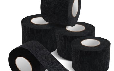 NICEMOVIC 5 Rolls Disposable Barber Paper Neck Strips Barber Accessories, Professional Barber Supplies Stretchy Paper Neck Strips for Salon Haircut Styling-Black