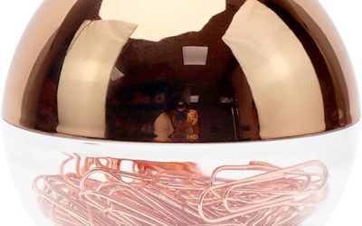 NatSumeBasics Rose Gold Paper Clip Holder Magnetic Paper Clips Dispenser with 100pcs Paperclips for Desk Office School Home Organizers Accessories Gift Idea (Rose Gold)