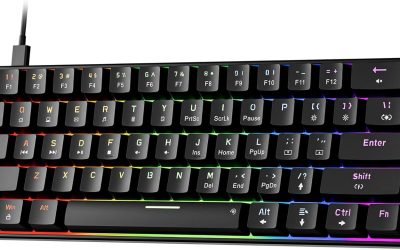 Newmen GM611 Mechanical Keyboard,Rainbow LED Backlit Gaming Wired Keyboards Compact Mini 61 Keys Portable 60 Percent Mechanical Keyboard with Black Keycaps,for Windows Laptop PC Linear Red Switches