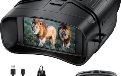 Night Vision Goggles – 4K Night Vision Binoculars with 5000mAh Rechargeable Battery, 32GB TF Card can Save Photo and Video, 3” HD Screen for Camping & Security, Black