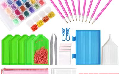 OUTUXED 117pcs 5D DIY Diamond Painting Tools and Accessories Kits with Diamond Embroidery Box and Multiple Sizes Painting Pens for Adults to Make Art Craft