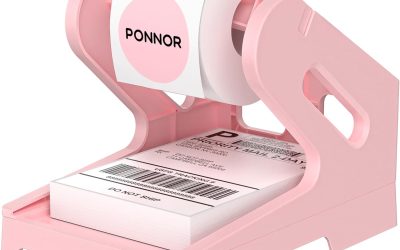PONNOR Label Holder Thermal Label Holder for Rolls and Fanfold Labels Shipping Label Stand Desktop Printer DIY Accessory Supplies for Home, Office (Pink)