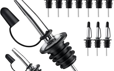 Pafusen 12 Pack Liquor Pour Spout With Dust Caps – Bottle Pourers for Alcohol, Olive Oil – Speed Pourers, Bar Bartender Accessories