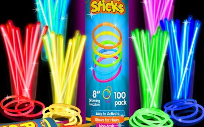 PartySticks Glow Sticks Party Supplies 100pk – 8 Inch Glow in the Dark Light Up Sticks Party Favors, Glow Decorations, Neon Party Glow Necklaces and Glow Bracelets with Connectors