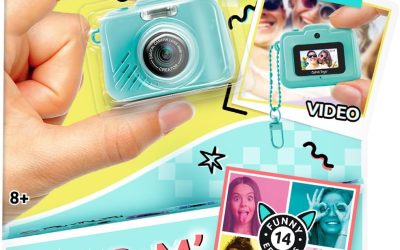 Photo Creator Mini’Cam Original Digital Camera – Turquoise; Customize with 6 Frames and 8 Built-in Color Filters; Compact; 1GB Micro-SD Card Included