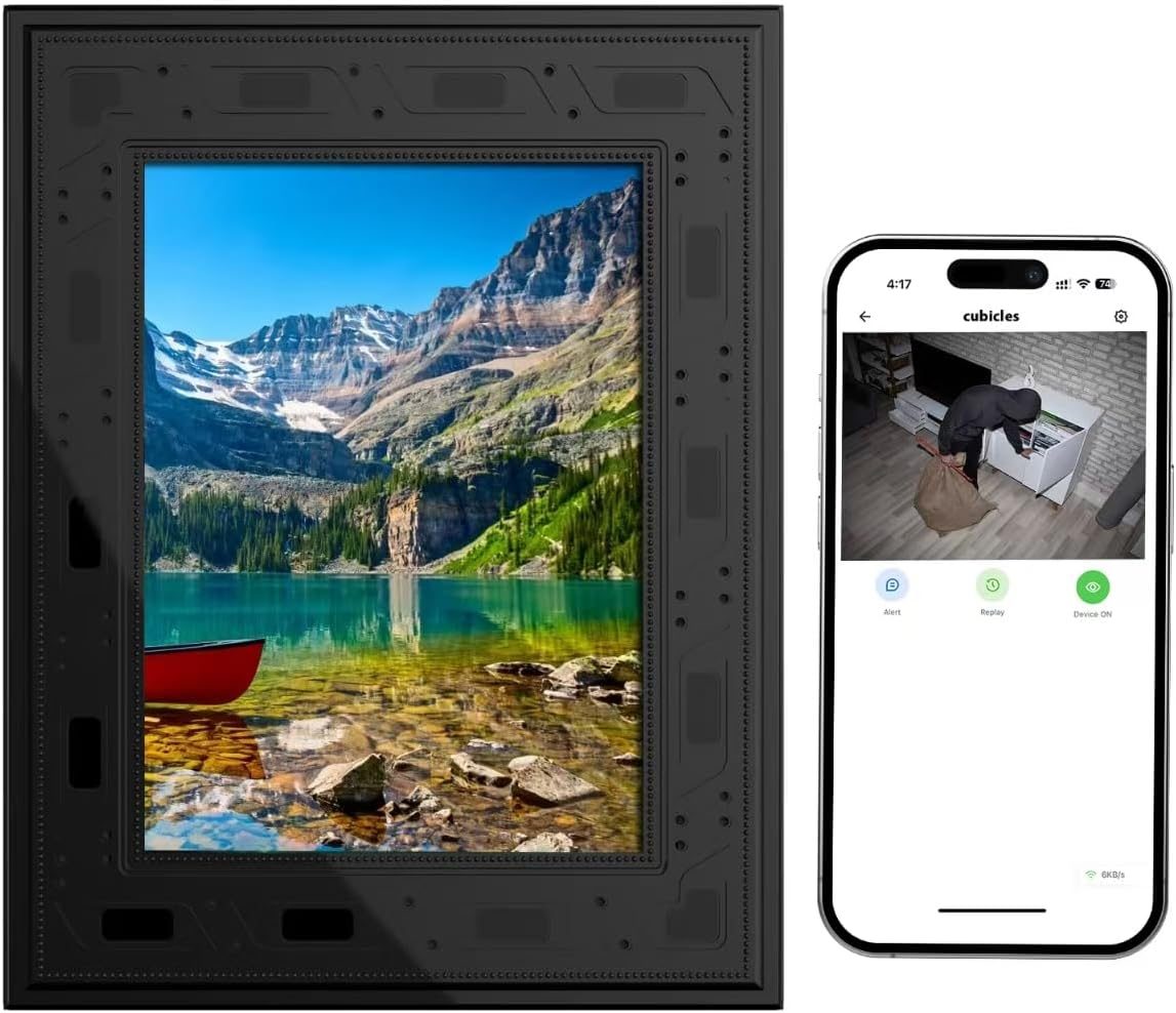 Picture Frame Camera, Security Camera WiFi 1080P, 365 Days Standby PIR Motion Detection HD Night Nision Real Time View Live Surveillance Wireless Mini Nanny Video Cam