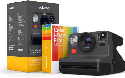 Polaroid Now 2nd Generation I-Type Instant Camera + Film Bundle – Now Black Camera + 16 Color Photos (6248)- Black