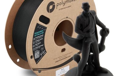 Polymaker HT-PLA-GF Filament 1.75mm Black, High Temp PLA for 3D Printing, Heat Resistant to 150°C, Easy to Print, Easy to Anneal, Works with Most FDM Printers, 1kg Spool