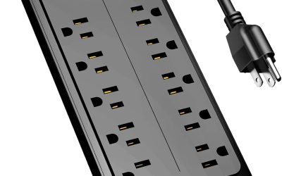 Power Strip, ALESTOR Surge Protector with 12 Outlets and 4 USB Ports, 6 Feet Extension Cord (1875W/15A), 2700 Joules, ETL Listed, Black