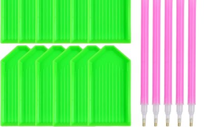 QYING 39PCS Diamond Art Painting Tools and Accessories Kits, with 12 Plastic Trays, 22pcs Glue Clay, 5 Pens, DIY Accessories