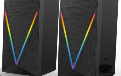 RGB Desktop Speakers with Enhanced Bass, Volume Control & 6 Colorful Lights – USB Powered & 3.5mm Aux Gaming Speakers for Laptop, PC, Tablet, Phone
