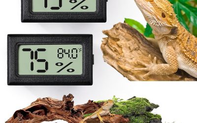 Reptile Thermometer and Humidity Gauge,2PCS Digital Hygrometer Adhesive Reptile Terrarium Hydrometer,Bearded Dragon Tank Accessories,Pet Humidity Meter Supplies for Leopard Crested Gecko,Snake,Lizard