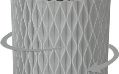 Rotating Pen Pencil Holder for Desk, 5 Slots Unique Grey Desk Pen Organizer Easthetic Desktop Supplies and Accessories for Women Girls, Pen Cup Pencil Caddy for Office Home Art Supply