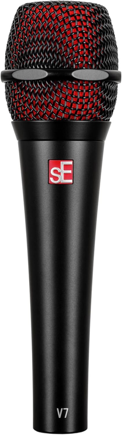 SE Electronics V7 Black Studio Grade Handheld Supercardioid Microphone with Shock Mount (Black)