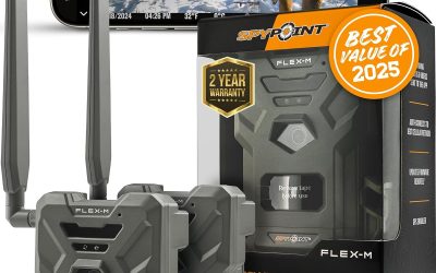 SPYPOINT Flex-M Twin Pack Cellular Trail Cameras – Best Hunting Accessories, No WiFi Needed, GPS, Night Vision, Dual-Sim LTE, IP65 Water-Resistant Game Camera, 28MP Photos, 720p Videos + Sound (2)