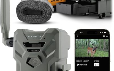 SPYPOINT Flex-Plus Cellular Trail Camera, 36MP Photos and 1080p Videos w/Sound, Double The Battery Capacity, GPS-Enabled, Dual-SIM LTE Connectivity, 100′ Flash & Detection Range, 4 Capture Modes