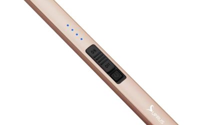 SUPRUS Electric Lighter Arc Windproof Flameless USB Rechargeable Lighter with Safety Lock for Candle BBQ Camping (Champagne Gold)