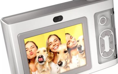 Slide Pocket Shot Digital Camera and Video Recorder, 2.4″ Screen Dual Camera, High Definition, 6-HR Battery Life, Includes Wristlet and USB Cable, White and Silver