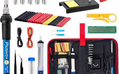 Soldering Iron Kit, 60W Soldering Iron, 5 Soldering Iron Tips, 21-in-1 Adjustable Temperature, Solder Wire, Stand, Desoldering Pump, Soldering Welding Iron Kit for Electronics Hobby DIY 110V US Plug
