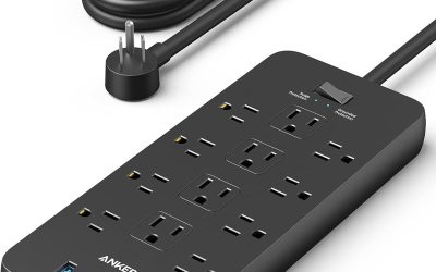 Surge Protector Power Strip (2100J), Anker 12 Outlets with 1 USB C and 2 USB Ports foriPhone 15/15 Plus/15 Pro/15 Pro Max, 5ft Extension Cord, Flat Plug, 20W USB C Charging for Home, Office,TUV Listed