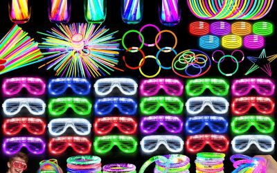 TURNMEON 148 PCS Glow in the Dark Party Supplies Light Up Toys with 24 Led Glasses, 24 Flashing Bracelets and 100 Glow Sticks Bulk Party Favors for Kid Birthday Wedding Carnivals Concert Halloween