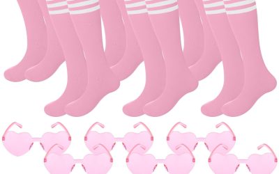 Tarpop 18 Pcs/6 Set Sport Accessories 6 Soccer Socks 6 Eyeblack Stickers 6 Sunglasses for Youth Women Adult Sport Supplies