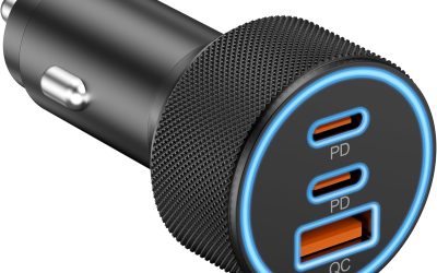 USB C Car Charger, 3-Port 67W Dual USB-C & USB-A Car Power Adapter PD/QC Fast Charging Cigarette Lighter for iPhone 17/16/15/14/13/12/11 Pro Max, iPad, Samsung Galaxy S25 S24/S23/S22, Pixel, Android