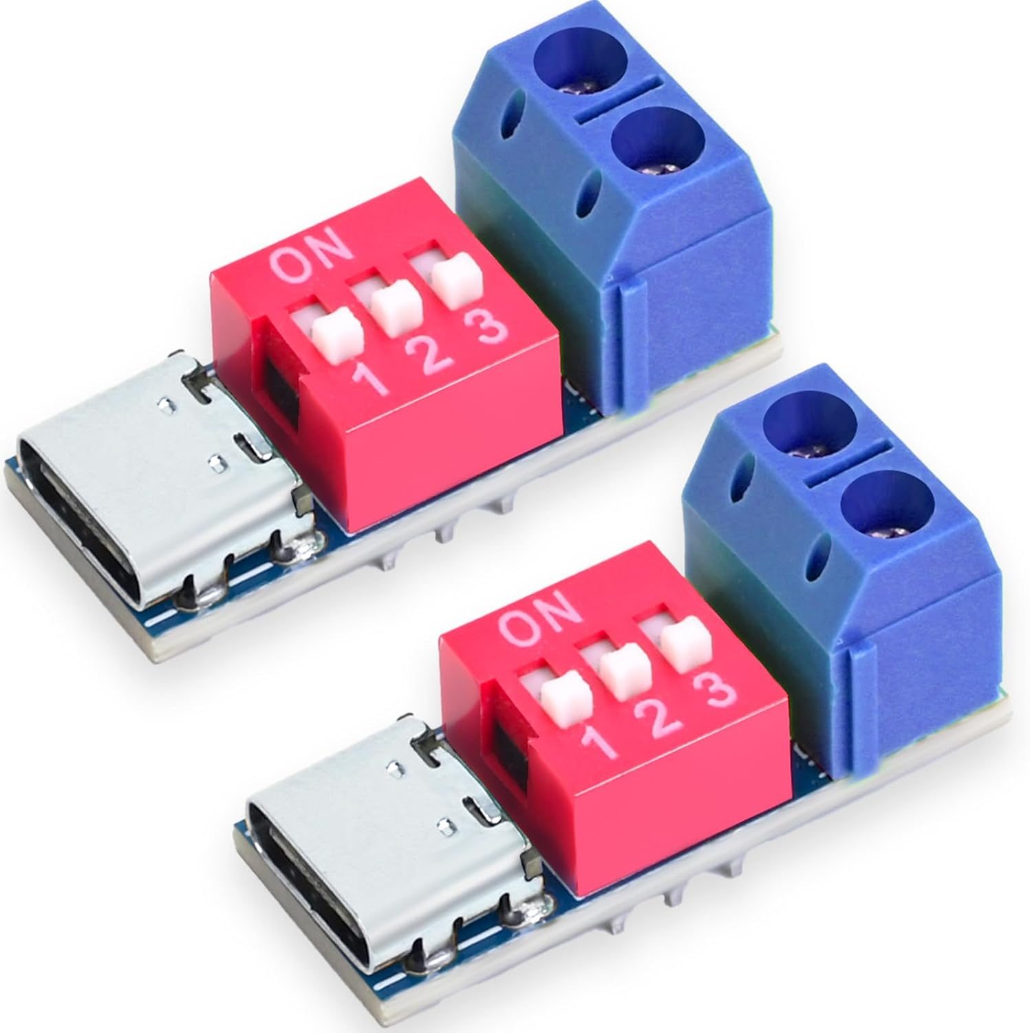 USB-C PD Trigger Board Module PD/QC Decoy Board Fast Charge USB Type-C to 5-20V High Speed Charger Power Delivery Boost Module (2PCS)