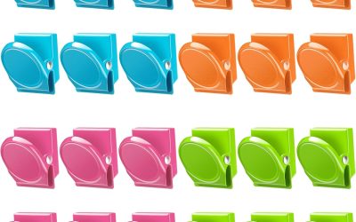 VICNOVA Magnetic Clips, 24 Pieces Magnetic Metal Chip Clips Fridge Magnets Refrigerator Whiteboard Locker Magnets Heavy Duty Clip Classroom Organization Teacher Must Haves School Supplies Accessories