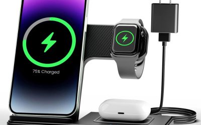 Wireless Charger iPhone Charging Station: 3 in 1 Charger Stand Multiple Devices for Apple – iPhone 16e 16 15 14 Pro Max 13 12 11 – Watch 10 9 8 7 6 5 4 3 2 SE and Ultra Series – Airpods 4 3 2 Pro