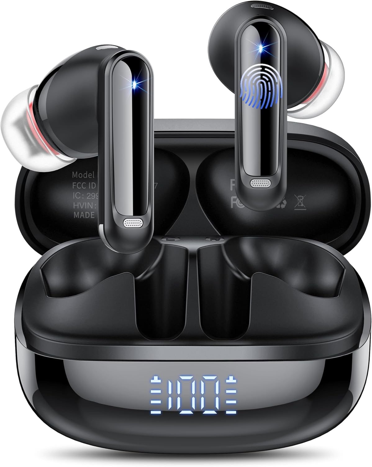 Wireless Earbuds, 2025 NEW Bluetooth 5.4 Headphones 48Hrs In Ear Buds Wireless Bluetooth Earbuds, Deep Bass Stereo with 4 ENC Mic Sport Headphones, IP7 Waterproof Earphones IOS Android Earbud, Black
