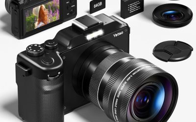 Yatao Digital Camera with WiFi, 4K 5K 64MP Photography Camera Kit for YouTube, Front and Rear Dual Camera for Convenient Selfie, Equipped with 64GB Micro Card, Wide & Macro Lens, Card Reader