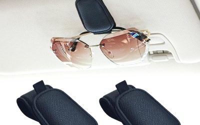 Yuoyar 2 Packs Magnetic Sunglass Holder for Car Visor – Universal Sunglasses Clip for Different Size Eyeglasses – Convenient Interior Car Accessories (Black)