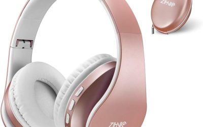 ZIHNIC Bluetooth Headphones Over-Ear, Foldable Wireless and Wired Stereo Headset Micro SD/TF, FM for Cell Phone,PC,Soft Earmuffs &Light Weight for Prolonged Wearing(Rose Gold)